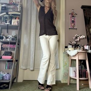 Brandy Melville Off-White Corduroy Flare pants